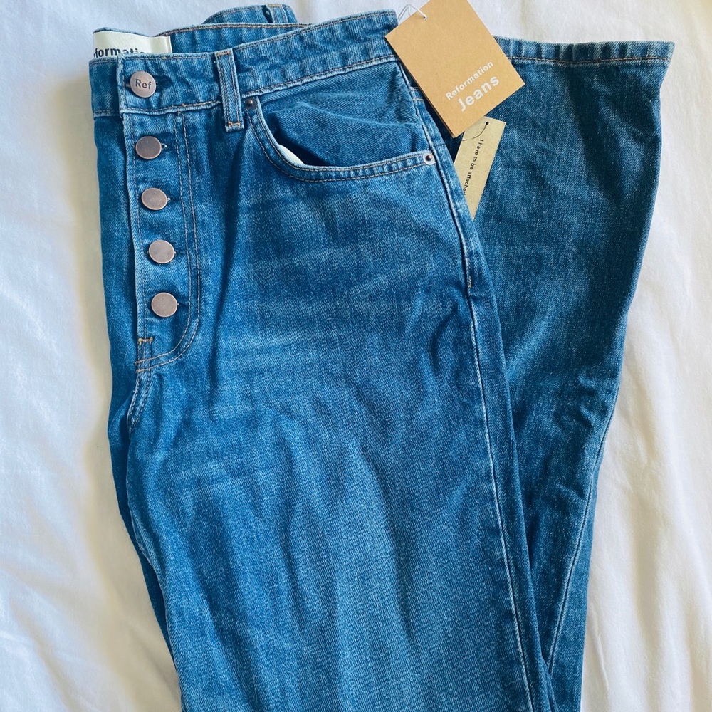 Reformation Winona Mid Slim Jean w Button Fly